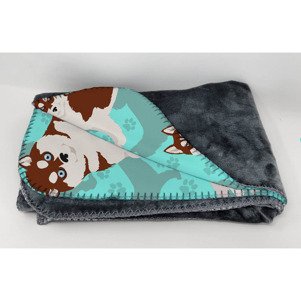 Red Siberian Husky Soft Travel Blanket with Bag Image 2