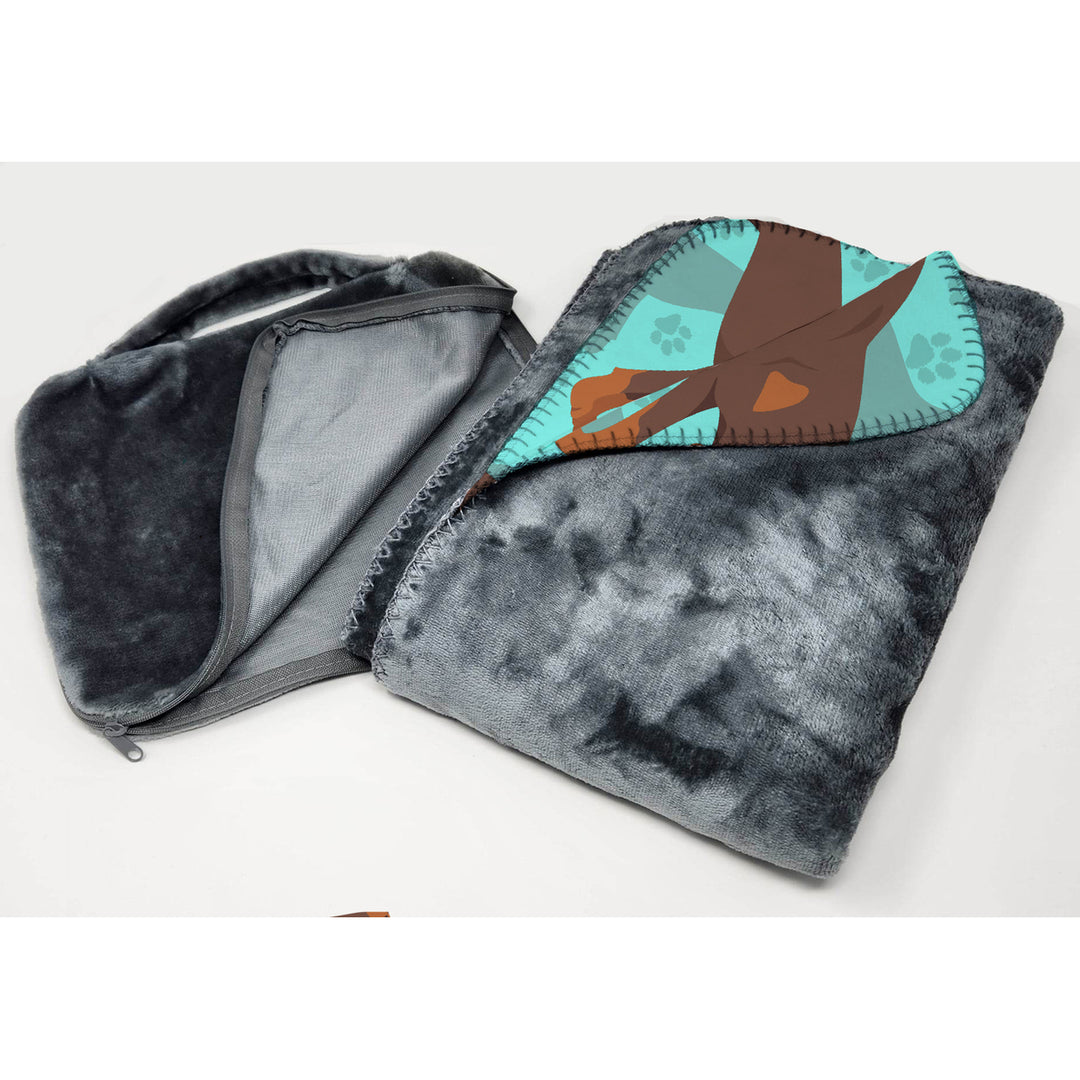 Red Doberman Pinscher Soft Travel Blanket with Bag Image 3