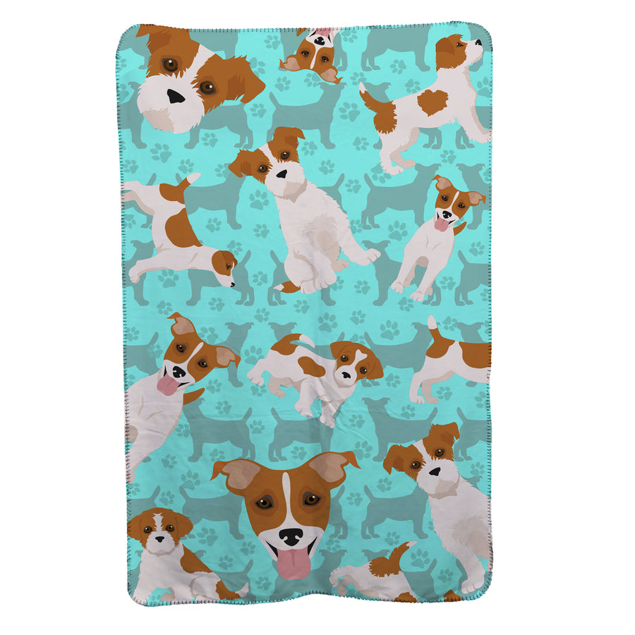 Red and White Jack Russell Terrier Soft Travel Blanket with Bag Image 1