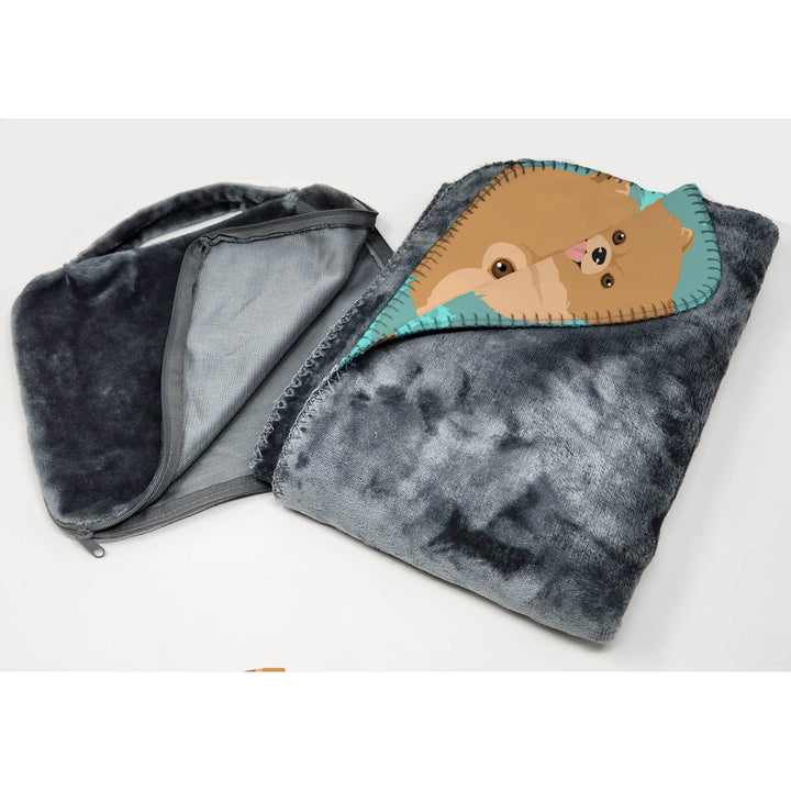 Orange Pomeranian Soft Travel Blanket with Bag Image 3