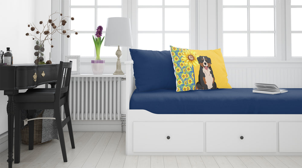 Summer Sunflowers Bernese Mountain Dog Fabric Standard Pillowcase Image 2