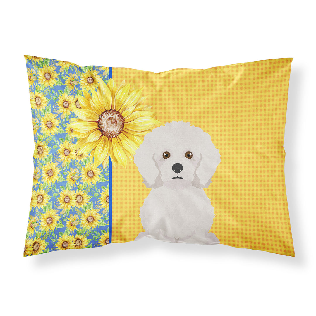 Summer Sunflowers Bichon Frise Fabric Standard Pillowcase Image 1