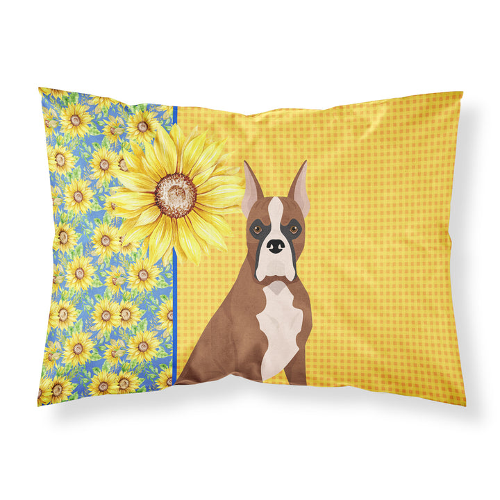 Summer Sunflowers Red Fawn Boxer Fabric Standard Pillowcase Image 1