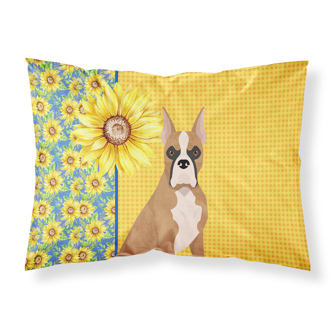 Summer Sunflowers Fawn Boxer Fabric Standard Pillowcase Image 1