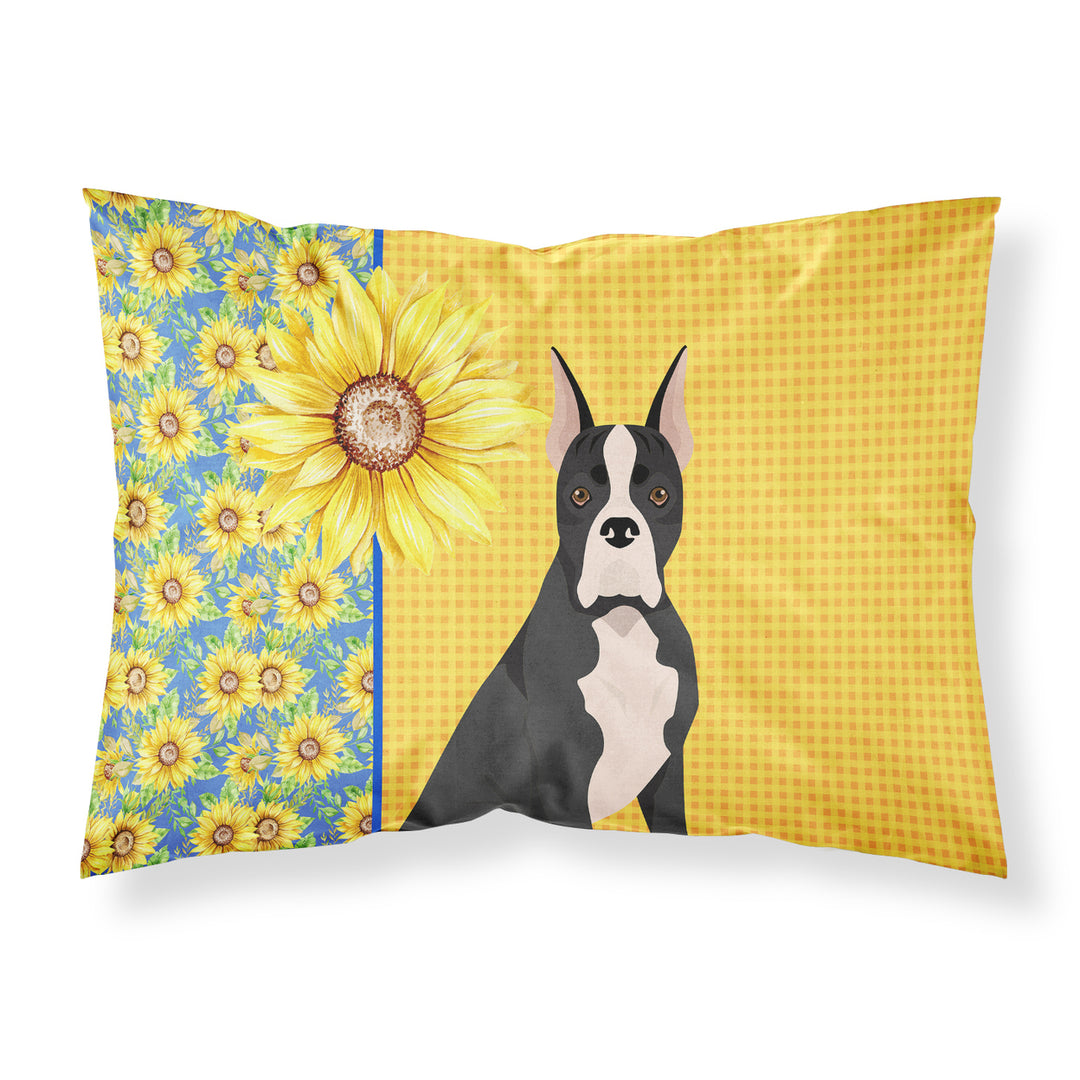 Summer Sunflowers Black Boxer Fabric Standard Pillowcase Image 1