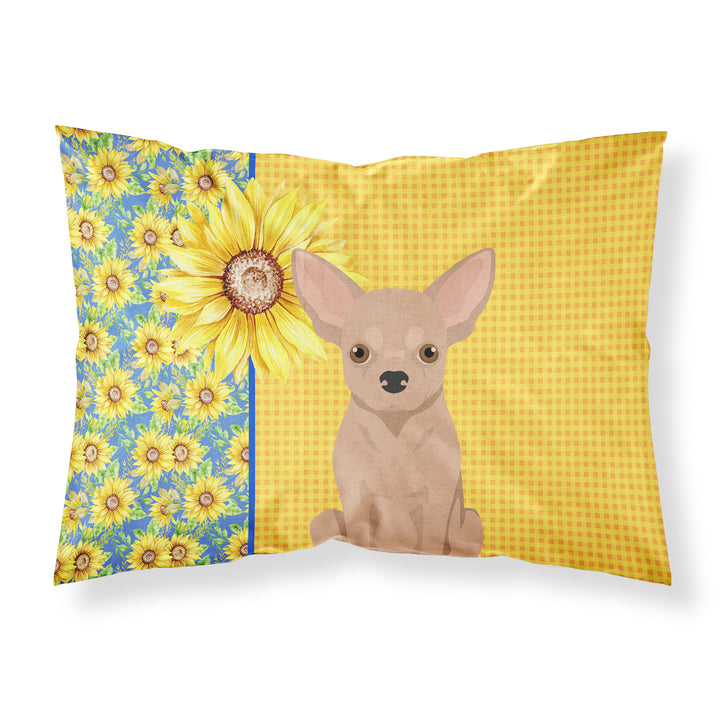 Summer Sunflowers Cream Chihuahua Fabric Standard Pillowcase Image 1