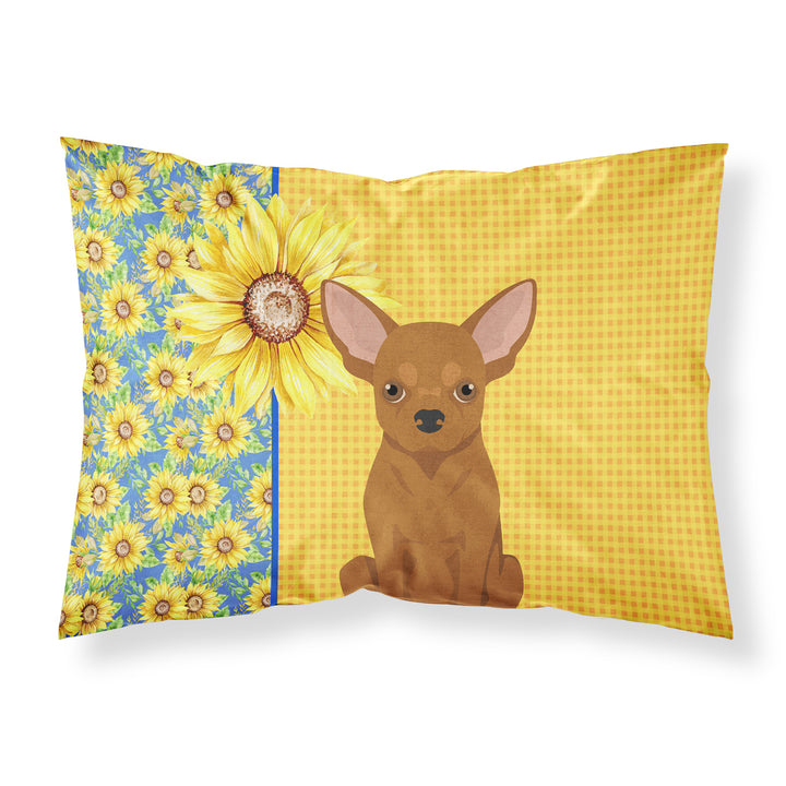 Summer Sunflowers Red Chihuahua Fabric Standard Pillowcase Image 1