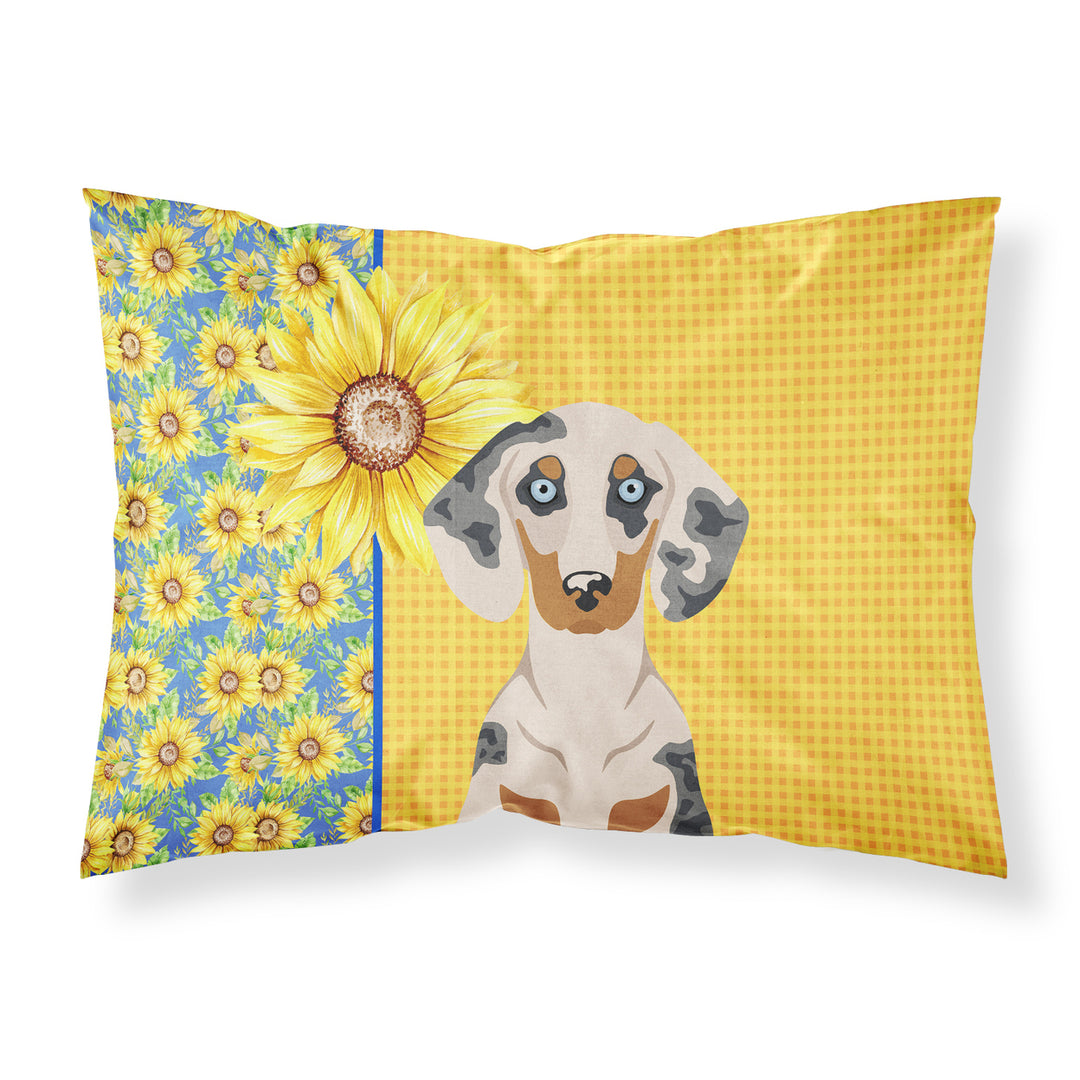 Summer Sunflowers Cream Dapple Dachshund Fabric Standard Pillowcase Image 1