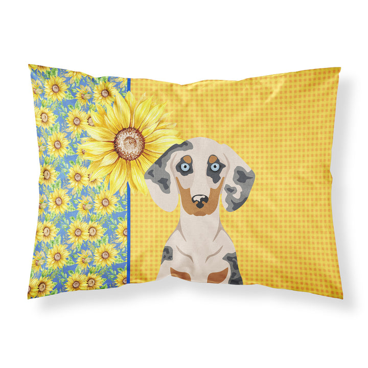 Summer Sunflowers Cream Dapple Dachshund Fabric Standard Pillowcase Image 1