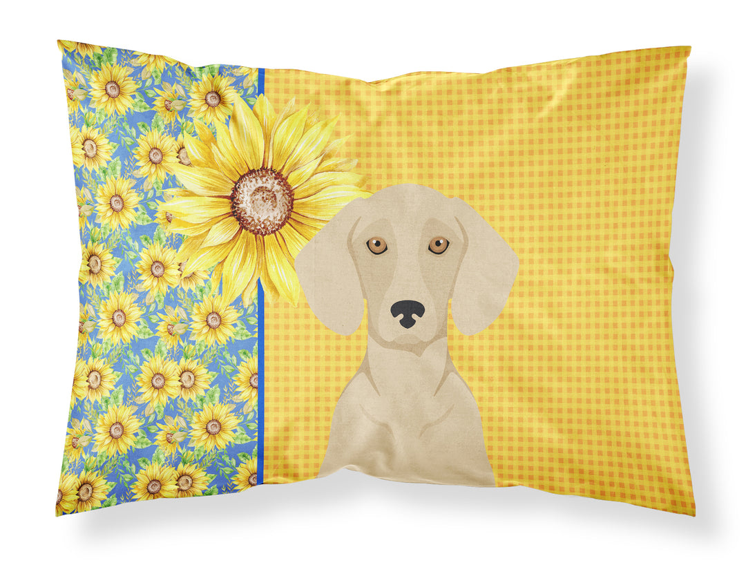 Summer Sunflowers Cream Dachshund Fabric Standard Pillowcase Image 1