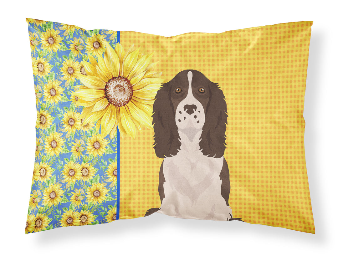 Summer Sunflowers Liver English Springer Spaniel Fabric Standard Pillowcase Image 1