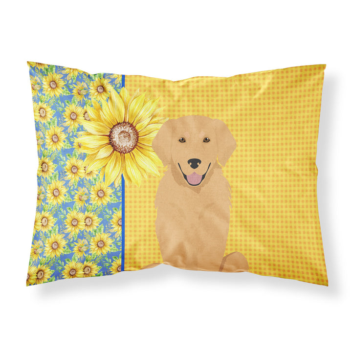 Summer Sunflowers Gold Golden Retriever Fabric Standard Pillowcase Image 1