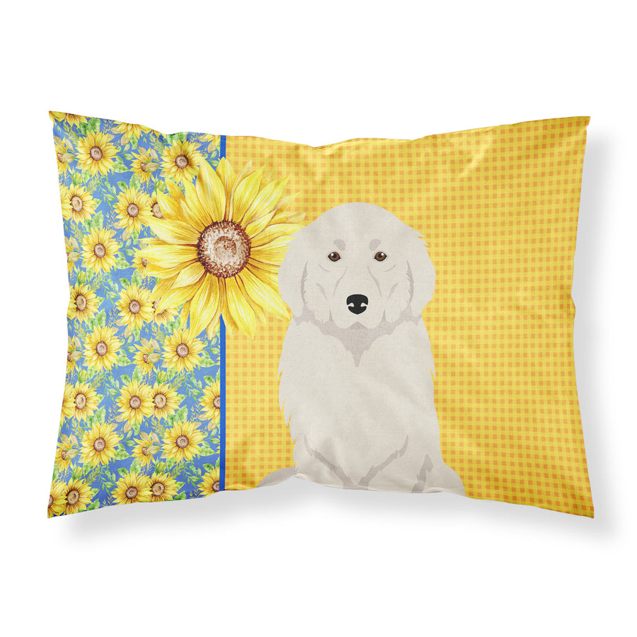 Summer Sunflowers Great Pyrenees Fabric Standard Pillowcase Image 1