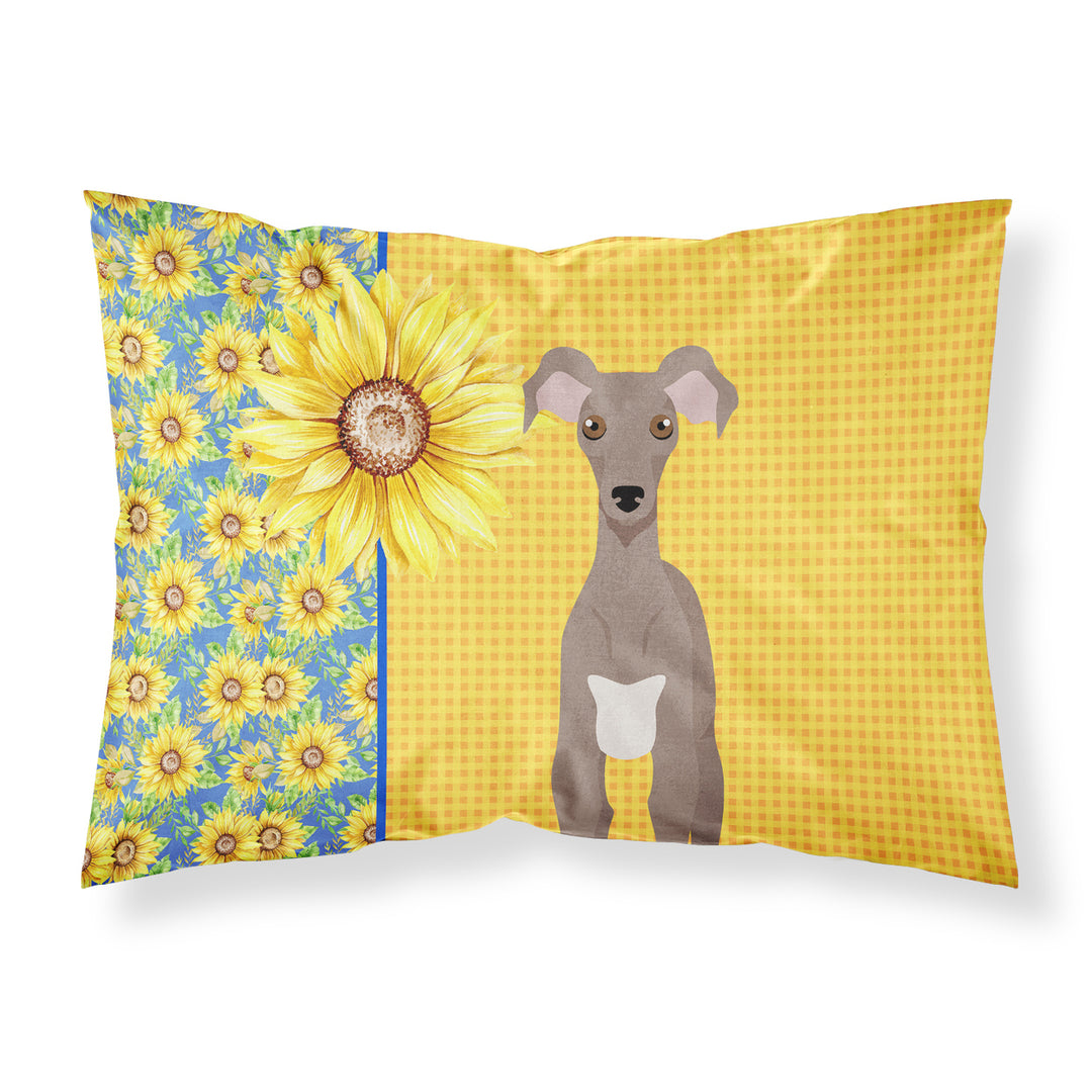 Summer Sunflowers Fawn Italian Greyhound Fabric Standard Pillowcase Image 1