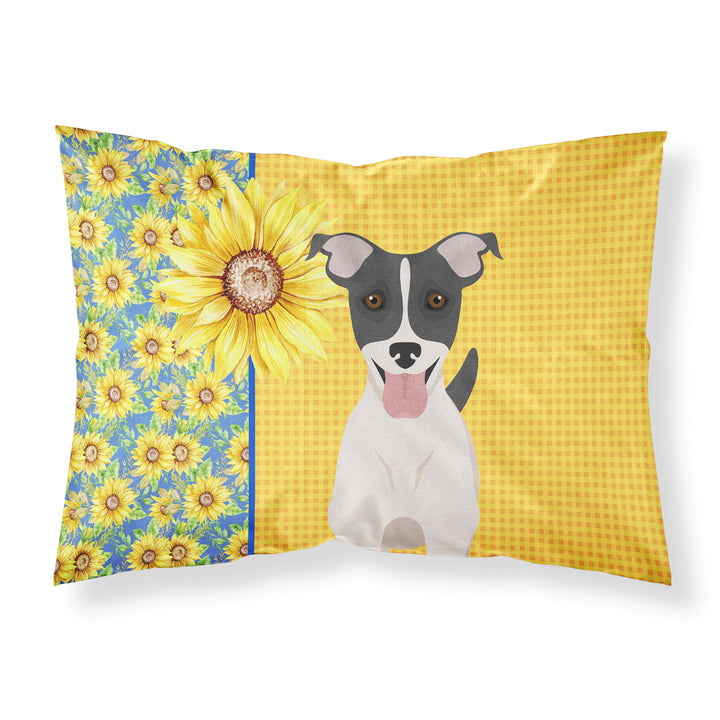 Summer Sunflowers Black White Smooth Jack Russell Terrier Fabric Standard Pillowcase Image 1