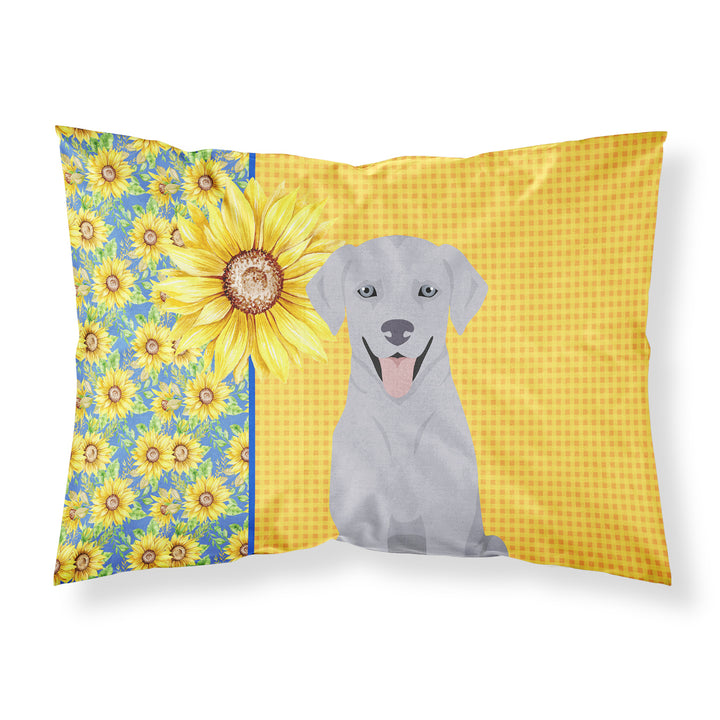 Summer Sunflowers Silver Labrador Retriever Fabric Standard Pillowcase Image 1