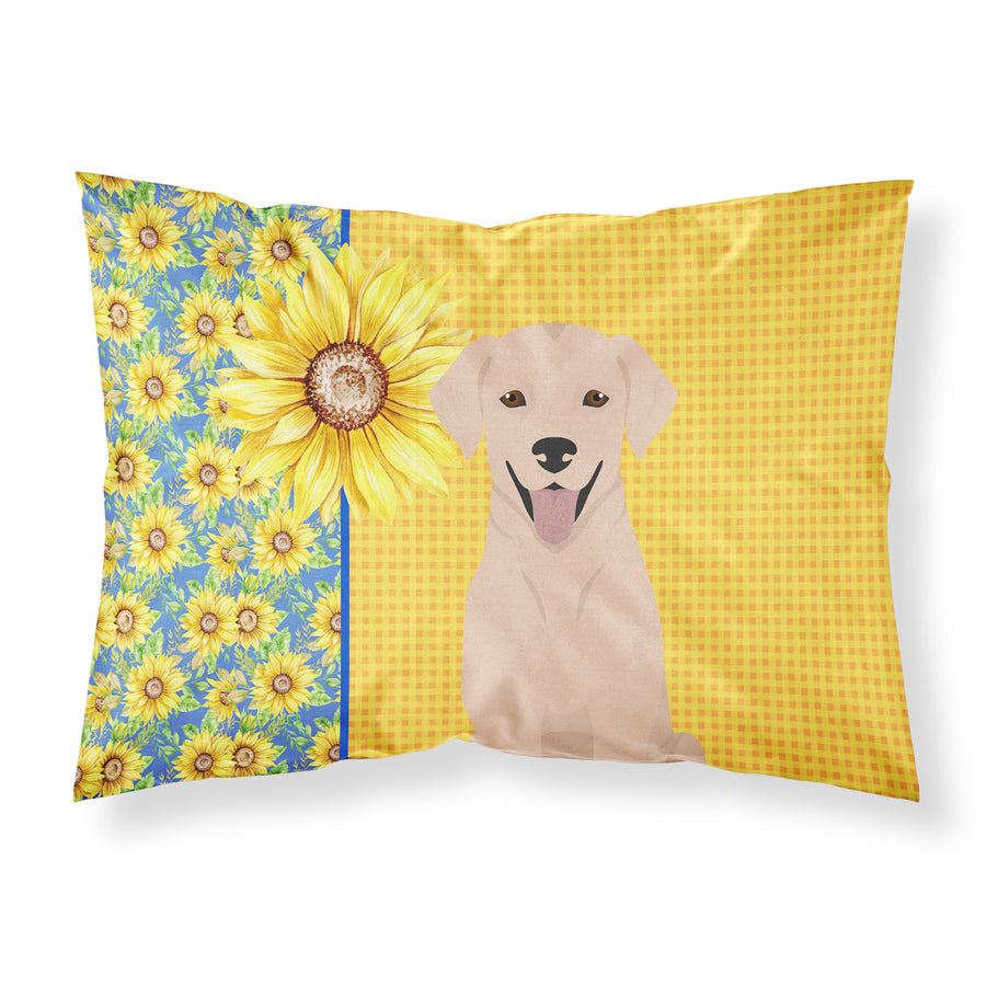 Summer Sunflowers Yellow Labrador Retriever Fabric Standard Pillowcase Image 1