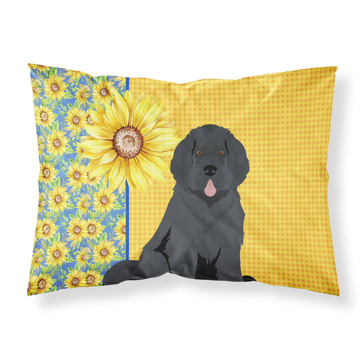 Summer Sunflowers Black Newfoundland Fabric Standard Pillowcase Image 1