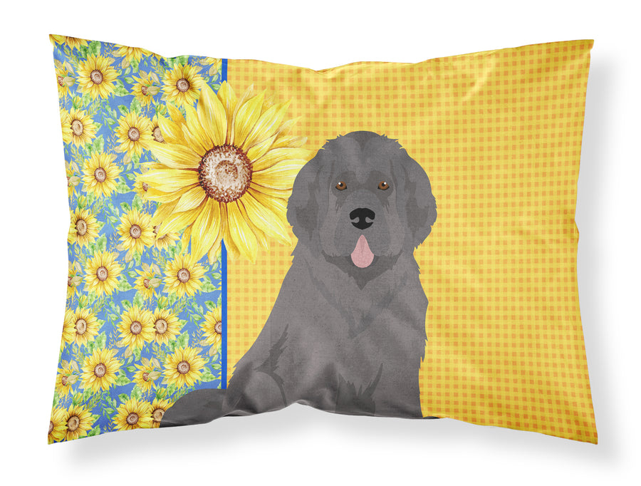 Summer Sunflowers Grey Newfoundland Fabric Standard Pillowcase Image 1