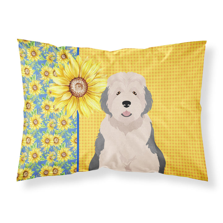 Summer Sunflowers Old English Sheepdog Fabric Standard Pillowcase Image 1