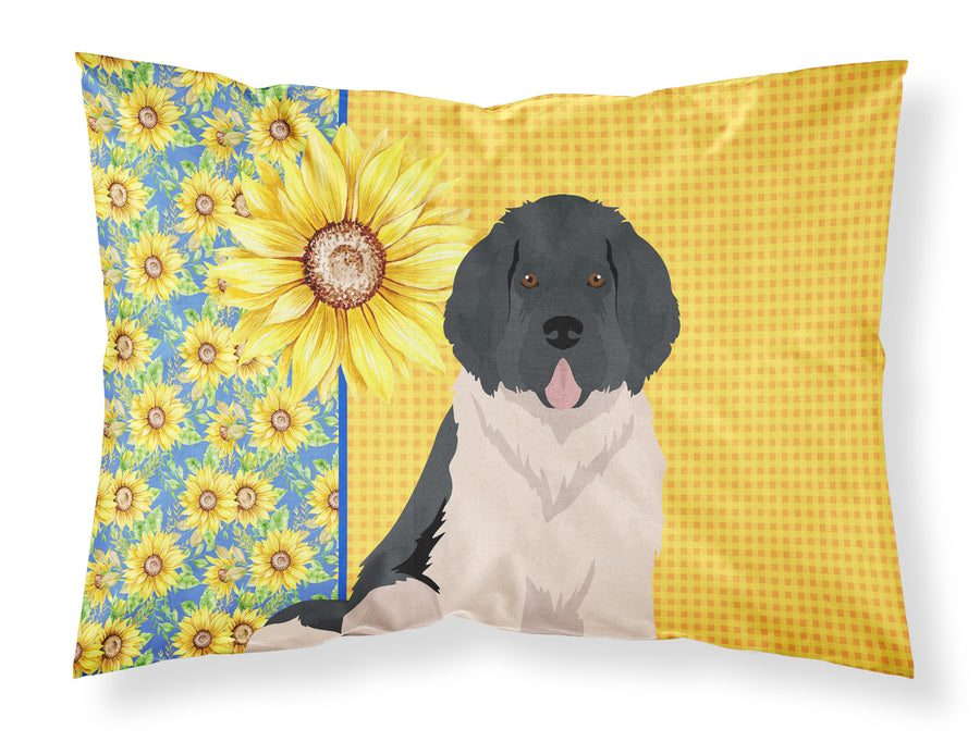 Summer Sunflowers Landseer Newfoundland Fabric Standard Pillowcase Image 1