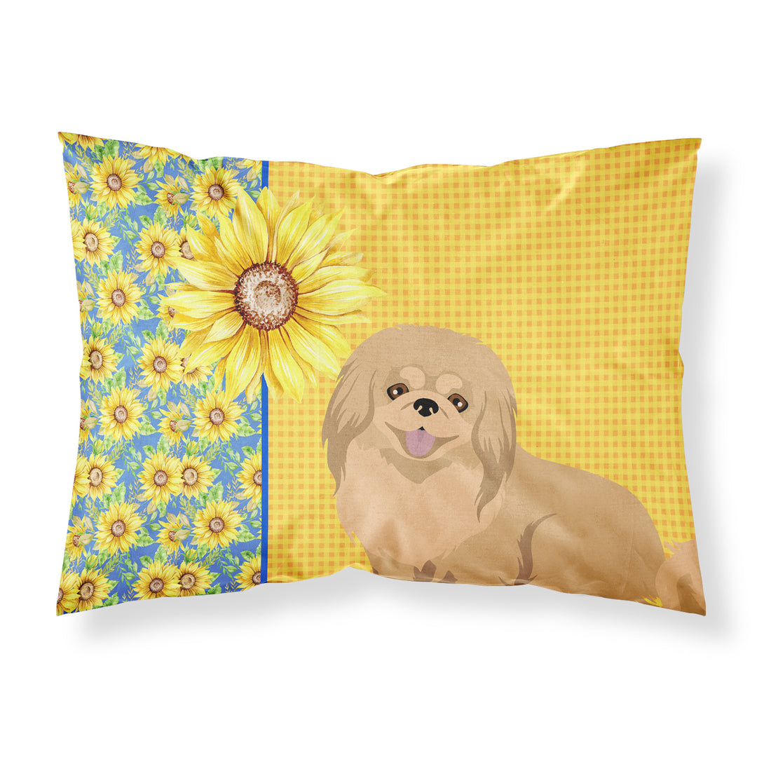 Summer Sunflowers Gold Pekingese Fabric Standard Pillowcase Image 1