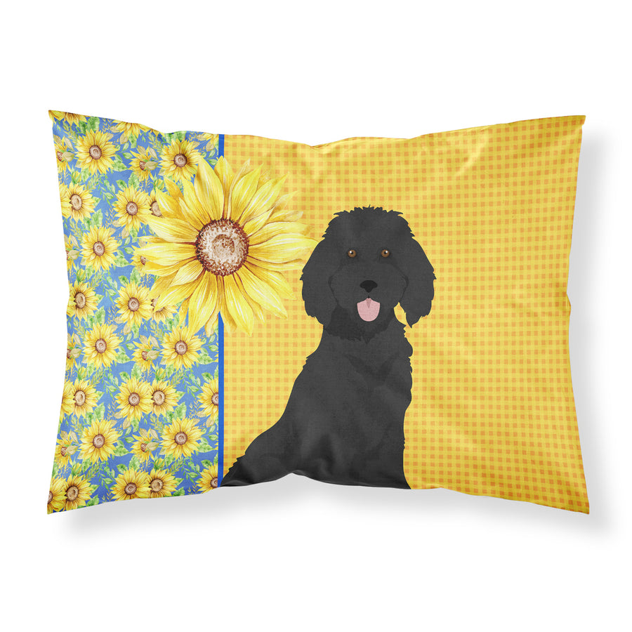 Summer Sunflowers Standard Black Poodle Fabric Standard Pillowcase Image 1