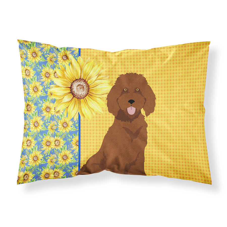 Summer Sunflowers Standard Red Poodle Fabric Standard Pillowcase Image 1