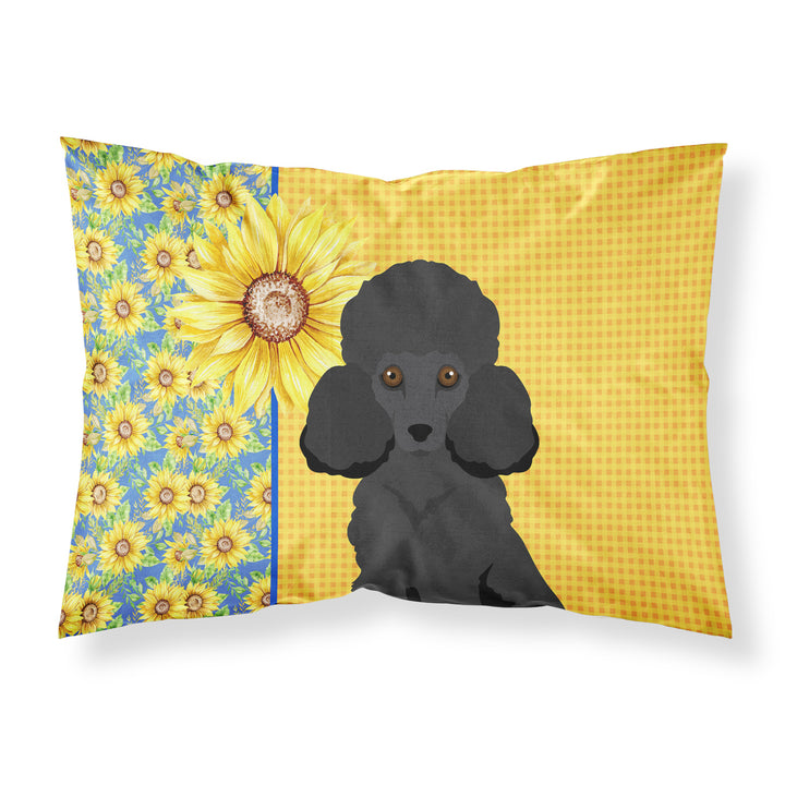 Summer Sunflowers Toy Black Poodle Fabric Standard Pillowcase Image 1