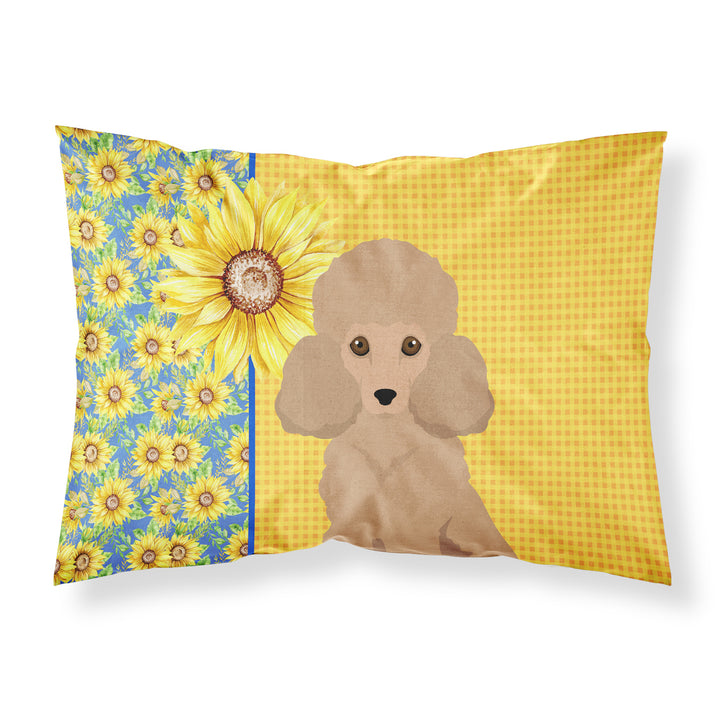 Summer Sunflowers Toy Apricot Poodle Fabric Standard Pillowcase Image 1