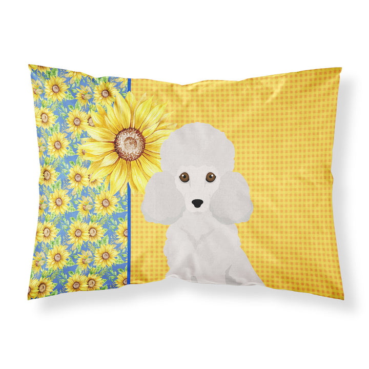 Summer Sunflowers Toy White Poodle Fabric Standard Pillowcase Image 1