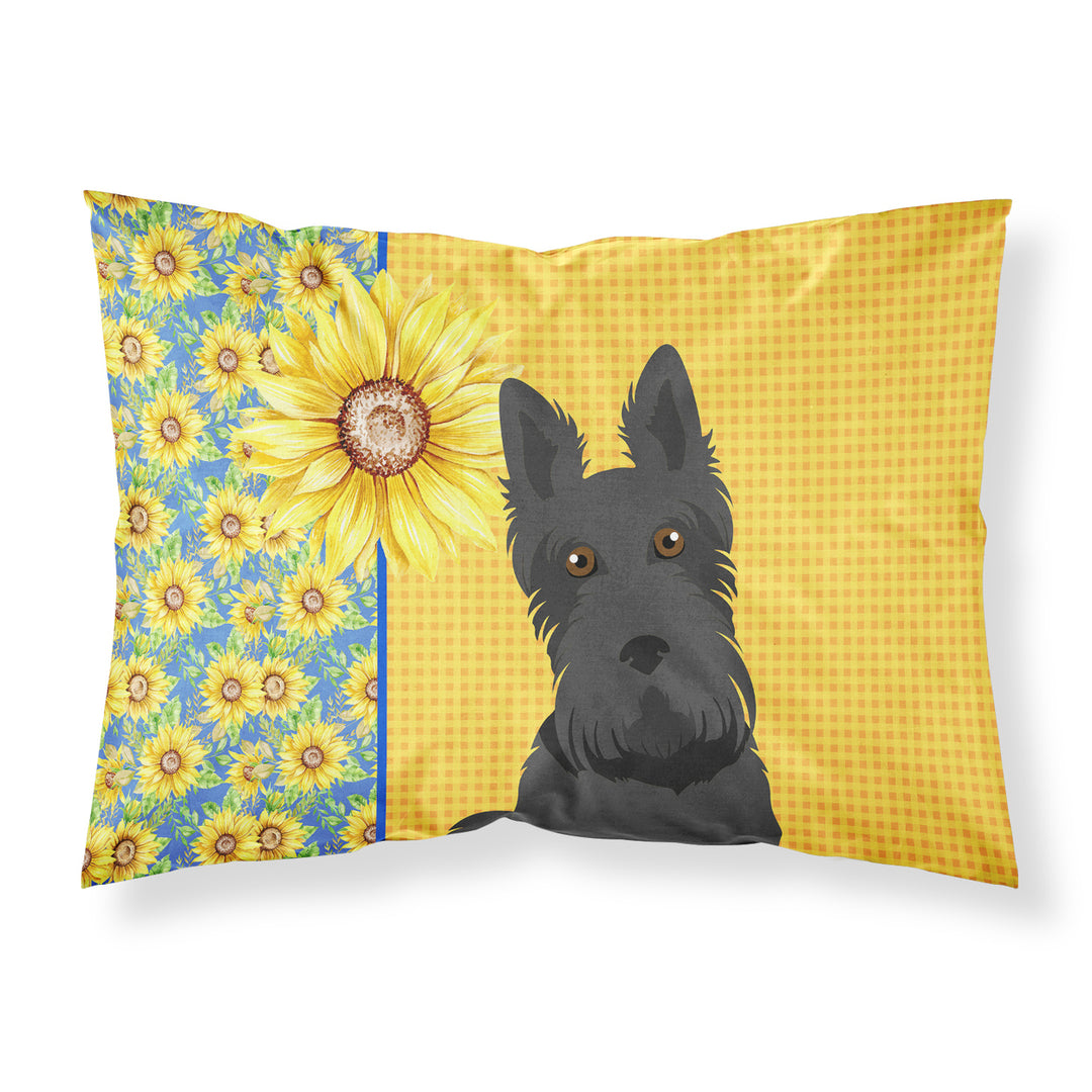 Summer Sunflowers Black Scottish Terrier Fabric Standard Pillowcase Image 1