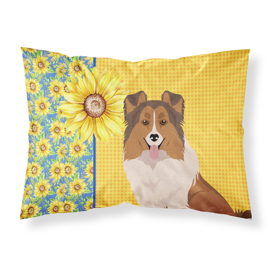 Summer Sunflowers Sable Sheltie Fabric Standard Pillowcase Image 1