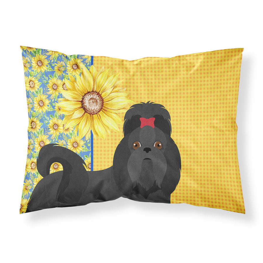 Summer Sunflowers Black Shih Tzu Fabric Standard Pillowcase Image 1