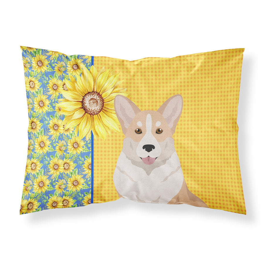 Summer Sunflowers Fawn Cardigan Corgi Fabric Standard Pillowcase Image 1