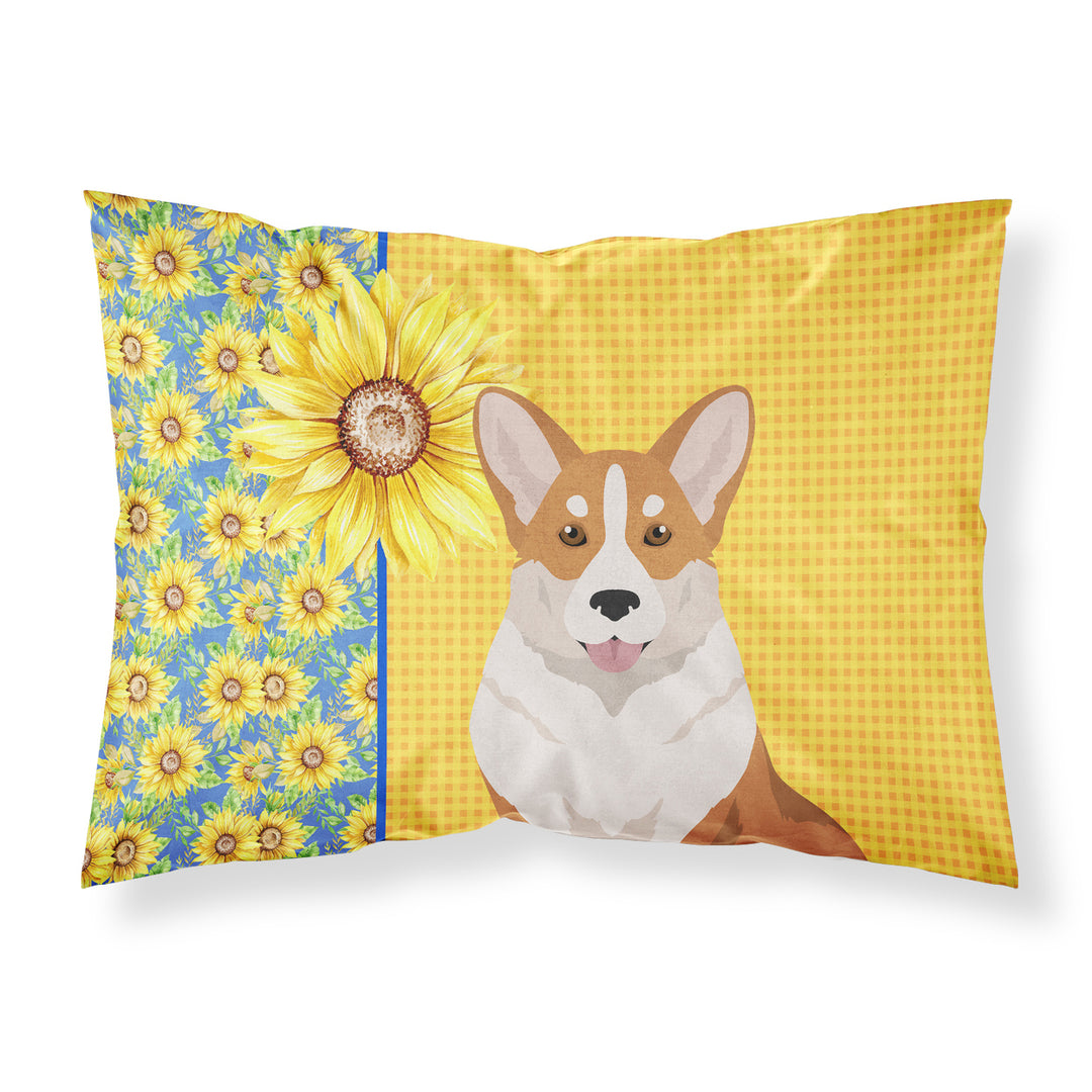 Summer Sunflowers Red Cardigan Corgi Fabric Standard Pillowcase Image 1