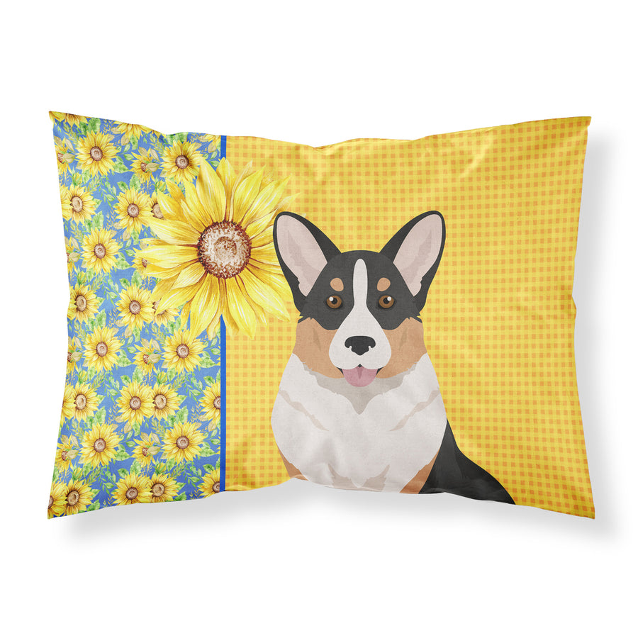 Summer Sunflowers Tricolor Cardigan Corgi Fabric Standard Pillowcase Image 1