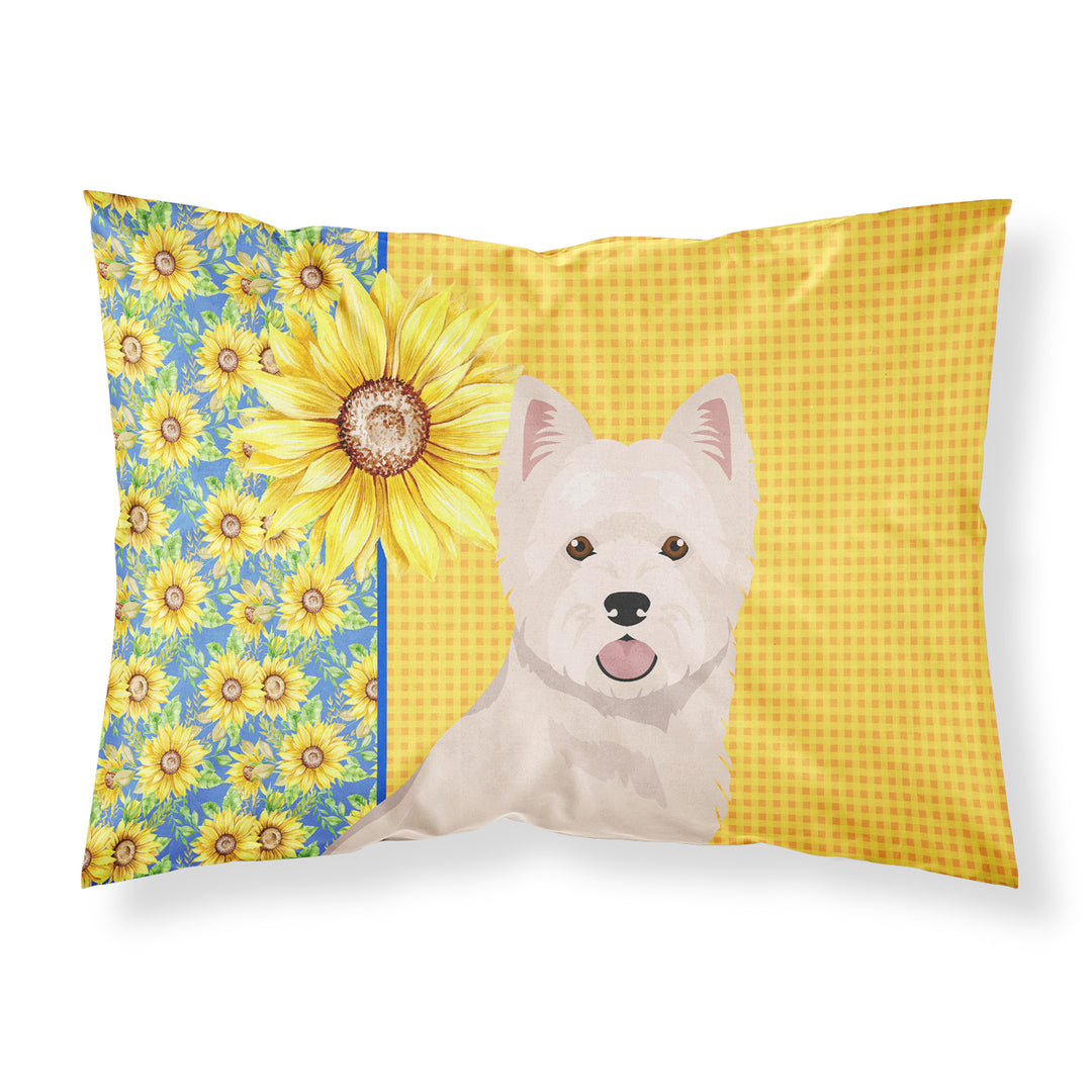 Summer Sunflowers Westie West Highland White Terrier Fabric Standard Pillowcase Image 1