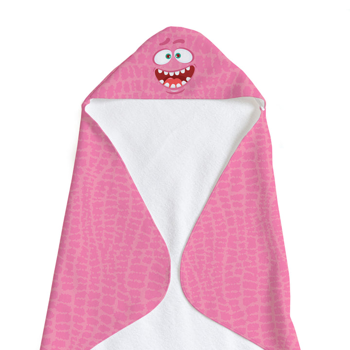 Pink Monster Soft and Absorbent Hooded Baby Towel Image 1