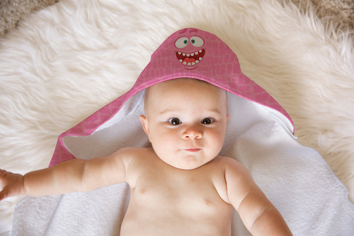 Pink Monster Soft and Absorbent Hooded Baby Towel Image 2