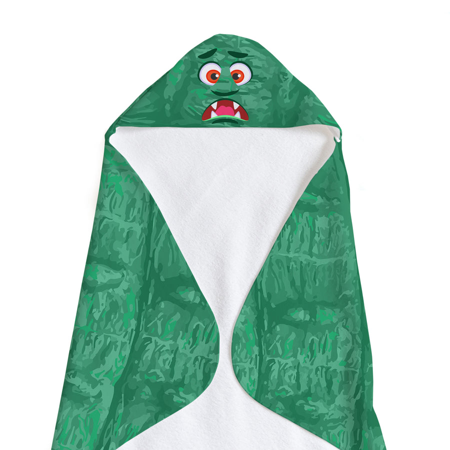 Dark Green Monster Soft and Absorbent Hooded Baby Towel Image 1