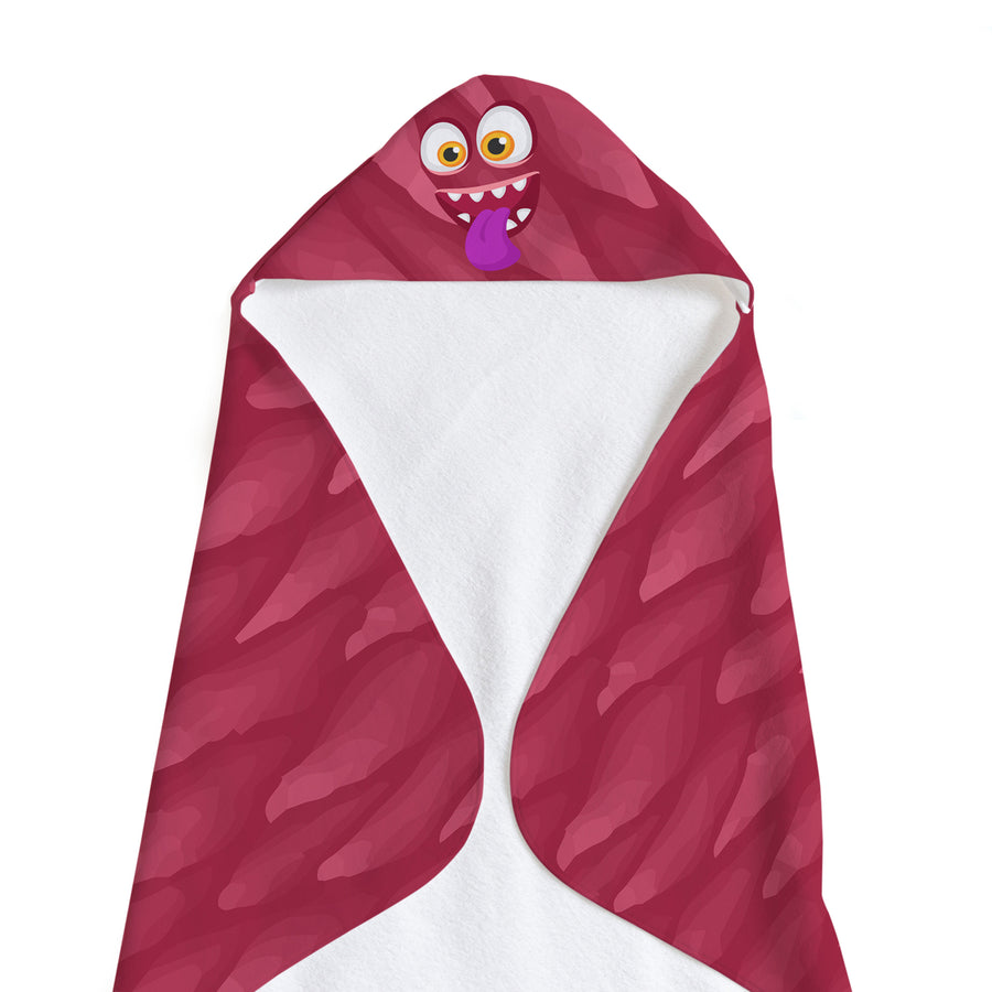 Red Monster Soft and Absorbent Hooded Baby Towel Image 1