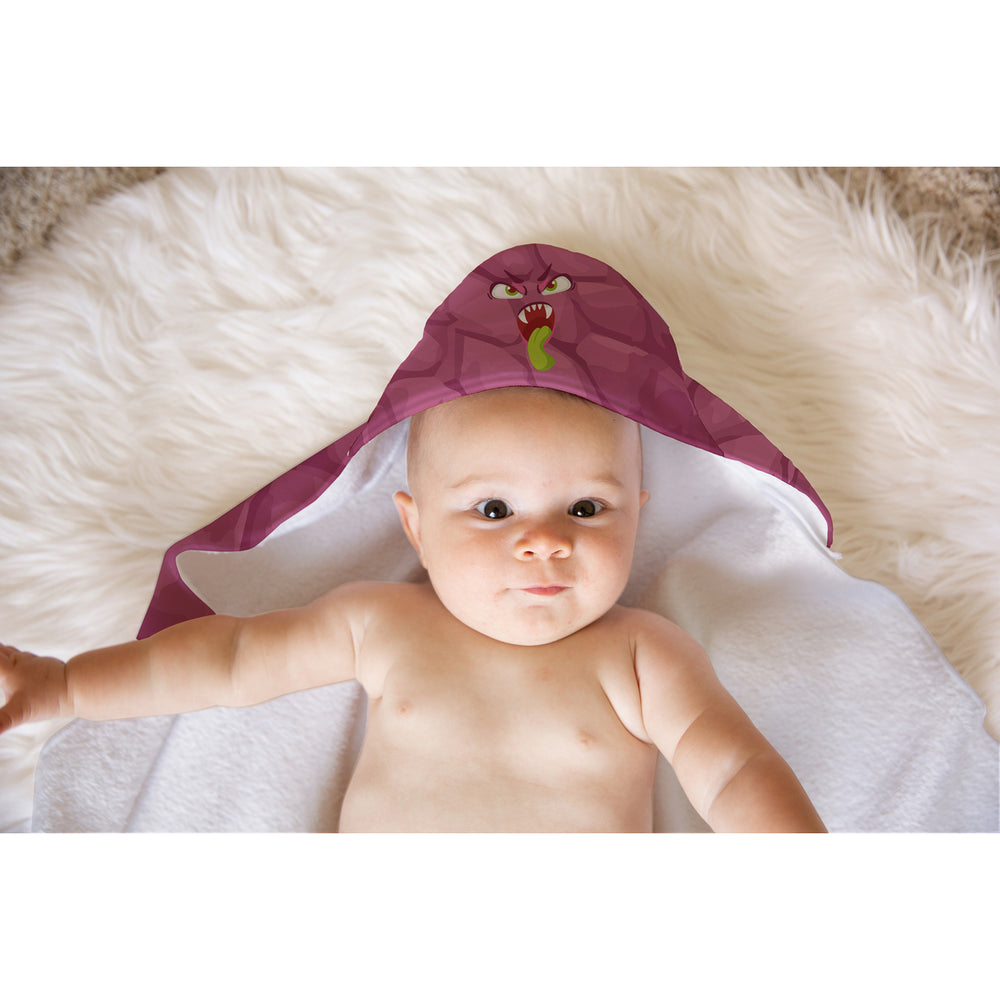 Magenta Monster Soft and Absorbent Hooded Baby Towel Image 2