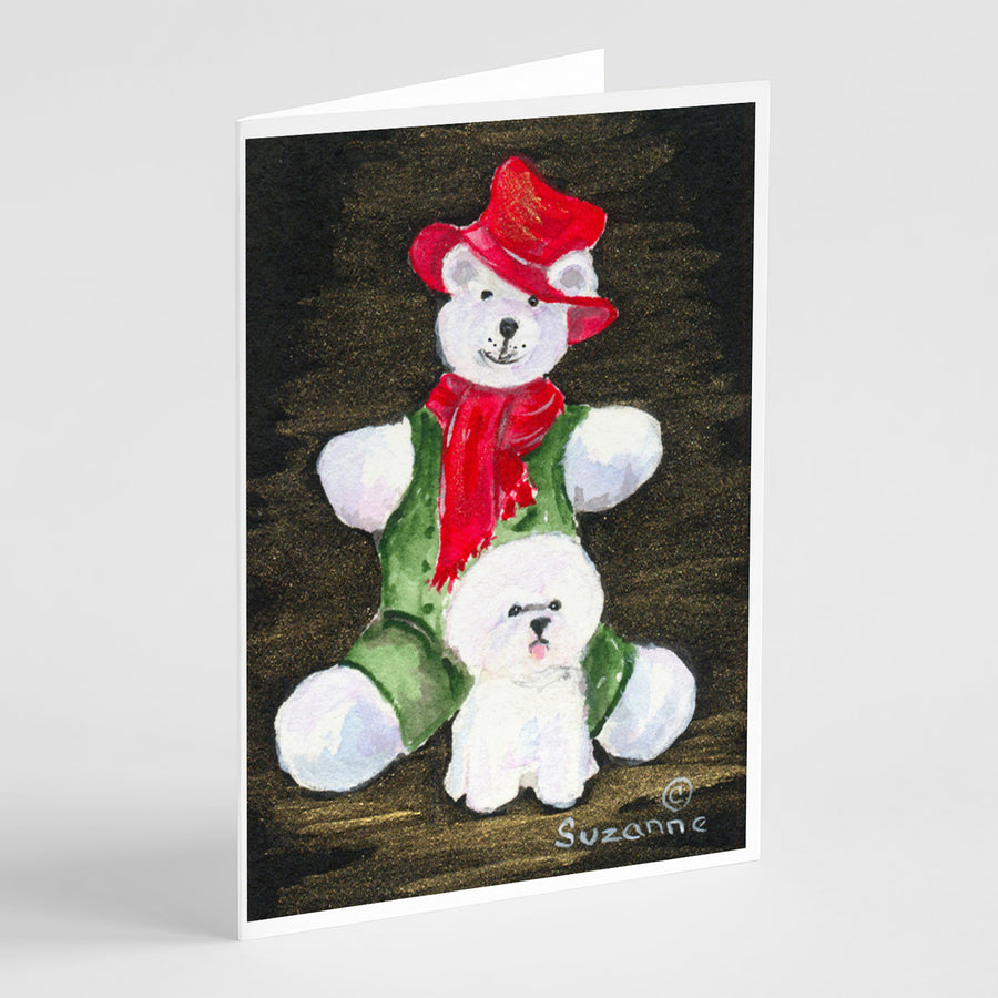 Bichon Frise with Teddy Bear Greeting Cards and Envelopes Pack of 8 Image 1