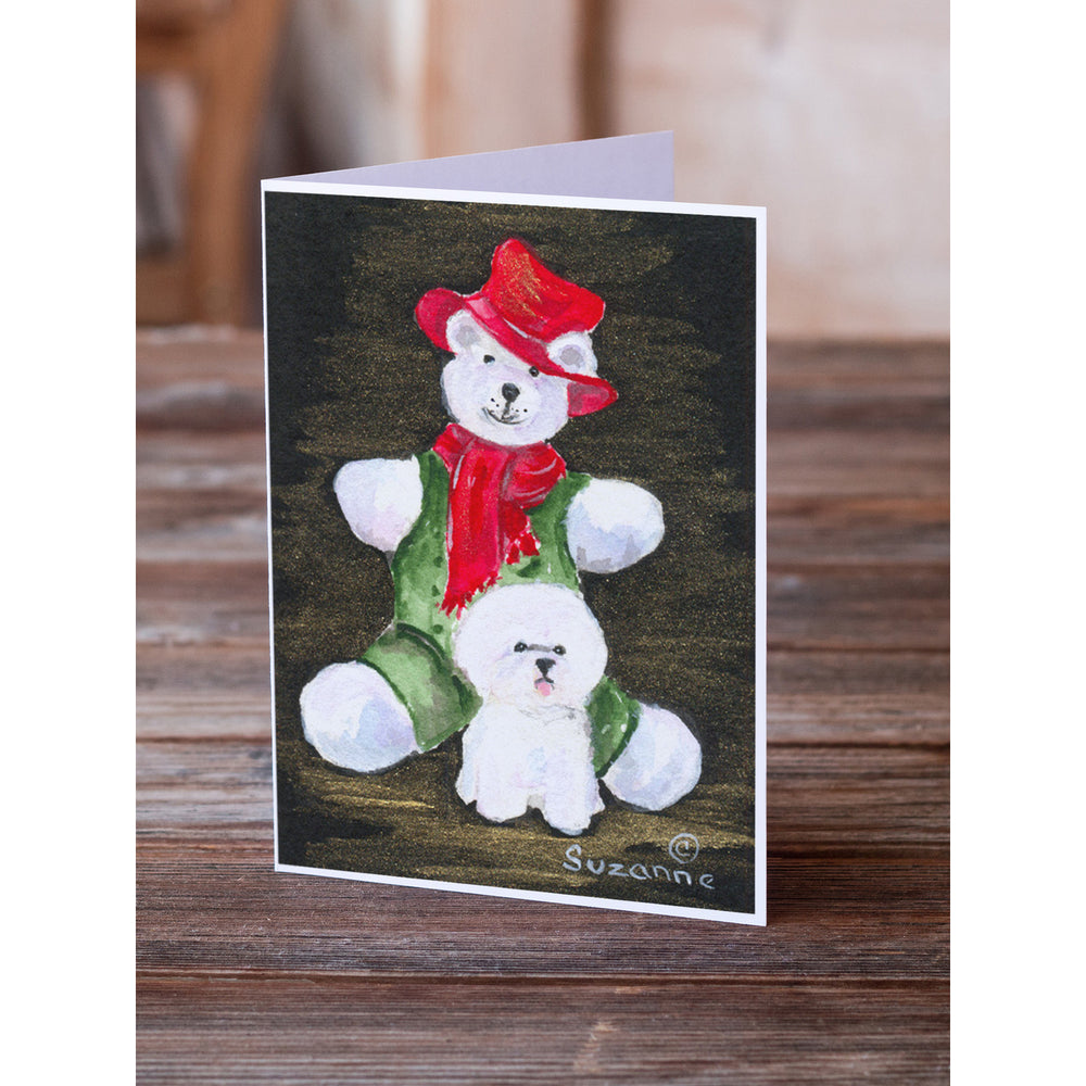 Bichon Frise with Teddy Bear Greeting Cards and Envelopes Pack of 8 Image 2