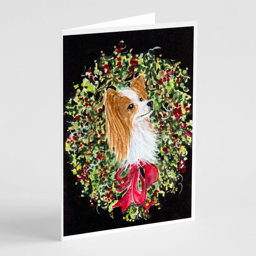 Christmas Wreath Papillon Greeting Cards and Envelopes Pack of 8 Image 1