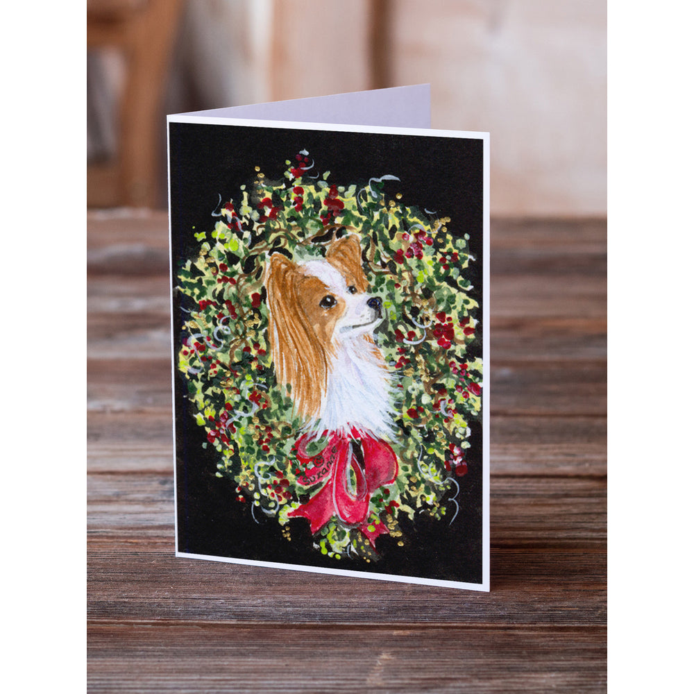 Christmas Wreath Papillon Greeting Cards and Envelopes Pack of 8 Image 2