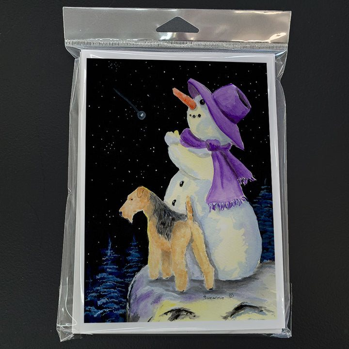 Snowman with Lakeland Terrier Greeting Cards and Envelopes Pack of 8 Image 3