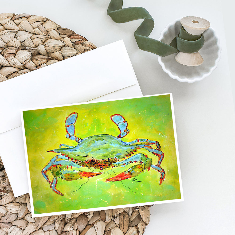 Bright Green Blue Crab Greeting Cards and Envelopes Pack of 8 Image 2