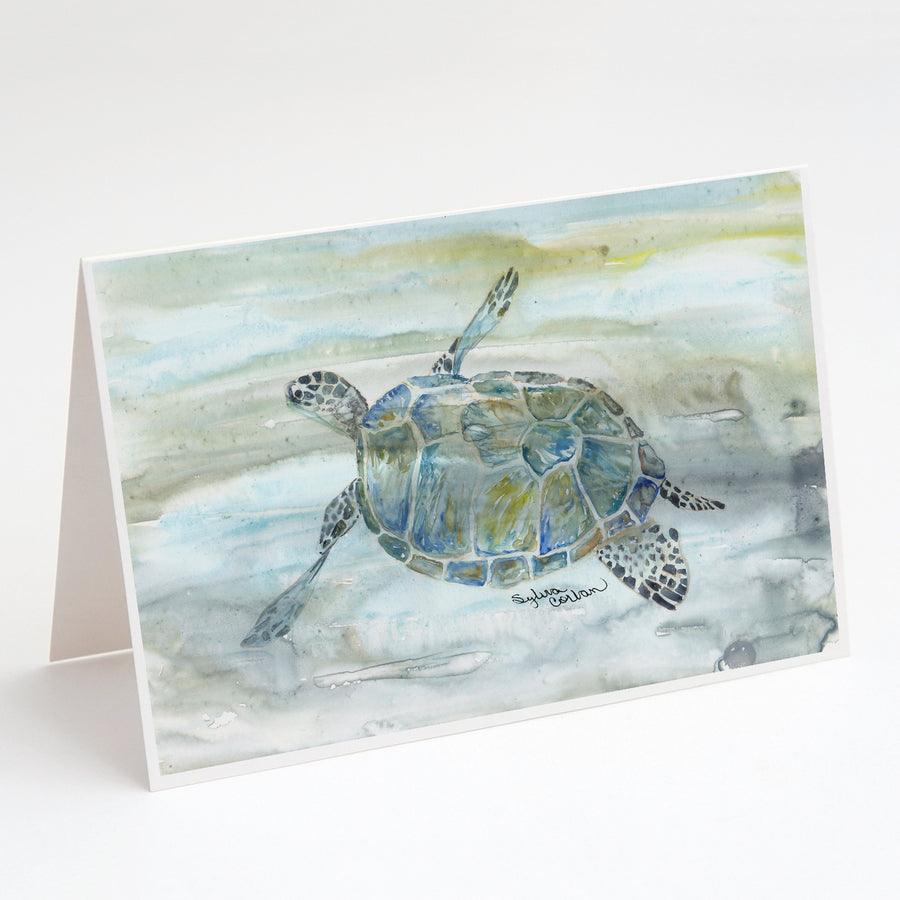 Sea Turtle Watercolor Greeting Cards and Envelopes Pack of 8 Image 1